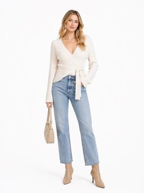 cupcakes & cashmere Cream V-Neck Wrap Sweater